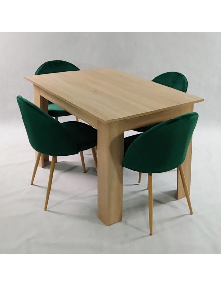 Stół MODERN 120 sonoma i 4 krzesła DENWER VELVET zielone