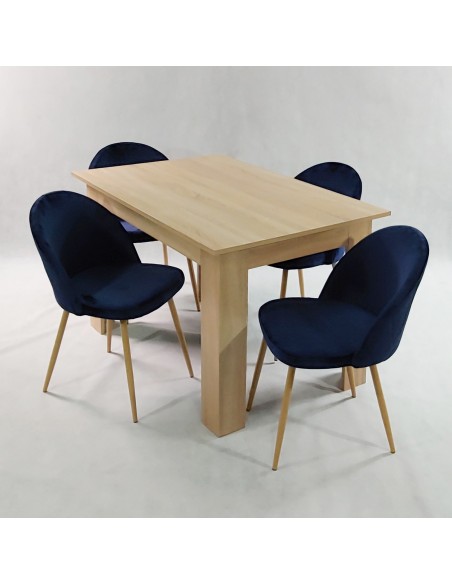 Stół MODERN 120 sonoma i 4 krzesła DENWER VELVET granatowe