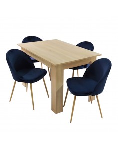 Stół MODERN 120 sonoma i 4 krzesła DENWER VELVET granatowe