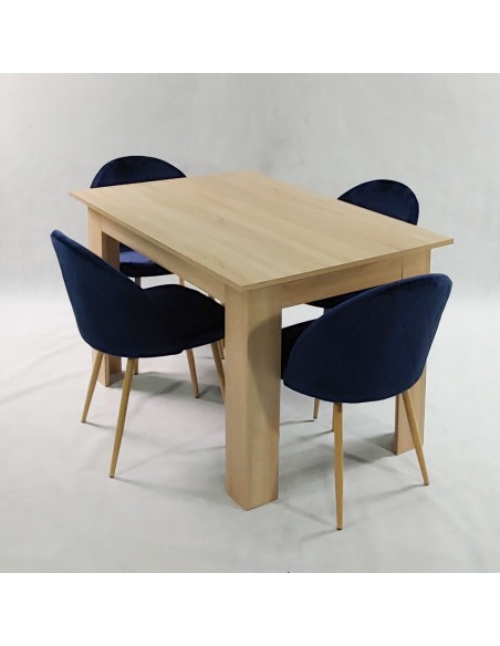 Stół MODERN 120 sonoma i 4 krzesła DENWER VELVET granatowe