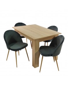Stół MODERN 120 sonoma i 4 krzesła DENWER VELVET szare