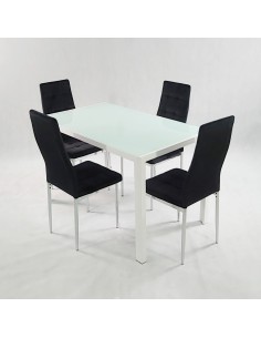 Stół MONAKO biały i 4 krzesła MONAKO VELVET czarne 2
