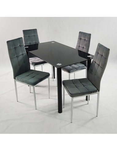 Stół NICEA czarny i 4 krzesła MONAKO VELVET...