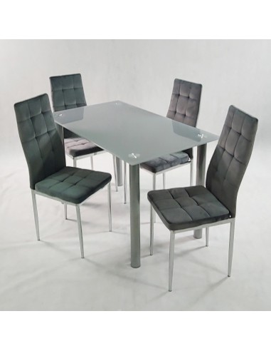 Stół NICEA czarny i 4 krzesła MONAKO VELVET...