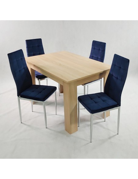 Stół MODERN 120 biały i 4 krzesła MONAKO VELVET czarne