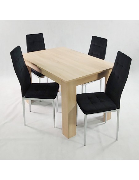 Stół MODERN 120 biały i 4 krzesła MONAKO VELVET granatowe