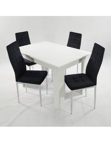 Stół MODERN 120 biały i 4 krzesła MONAKO VELVET...