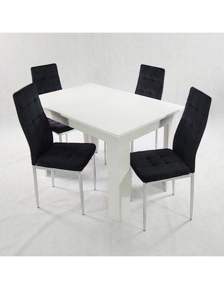 Stół MODERN 120 sonoma i 4 krzesła MONAKO VELVET czarne
