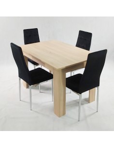 Stół MODERN 120 sonoma i 4 krzesła MONAKO VELVET czarne 2