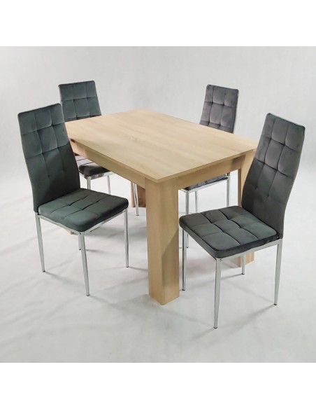 Stół MODERN 120 sonoma i 4 krzesła MONAKO VELVET granatowe