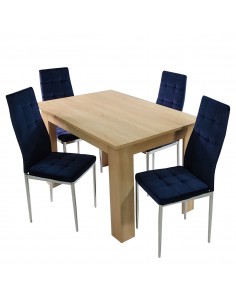 Stół MODERN 120 sonoma i 4 krzesła MONAKO VELVET granatowe