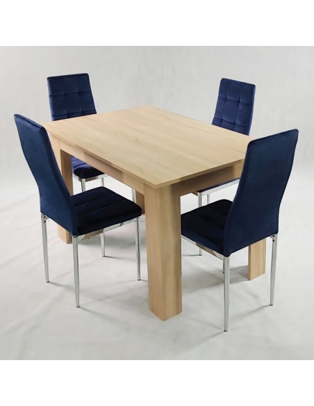Stół MODERN 120 sonoma i 4 krzesła MONAKO VELVET granatowe