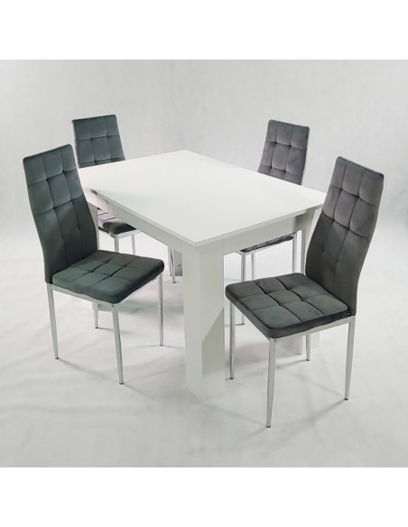 Stół MODERN 120 sonoma i 4 krzesła MONAKO VELVET szare