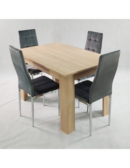 Stół MODERN 120 sonoma i 4 krzesła MONAKO VELVET szare