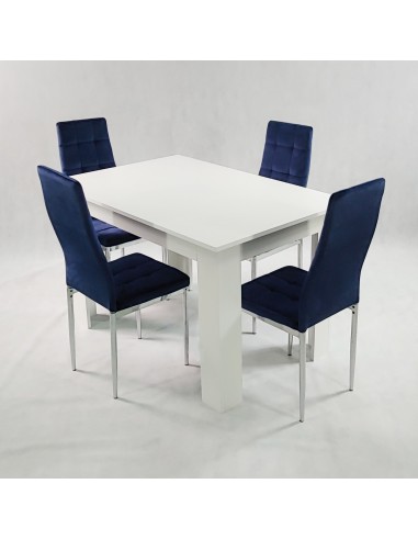 Stół MODERN 120 biały i 4 krzesła MONAKO VELVET...