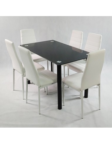 Zestaw stół Nicea czarny i 6 krzeseł Nicea białych