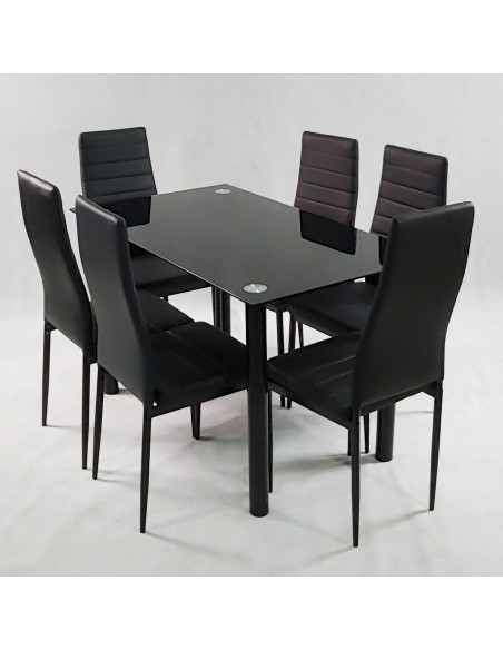 Zestaw stół Nicea czarny i 6 krzeseł Nicea białych