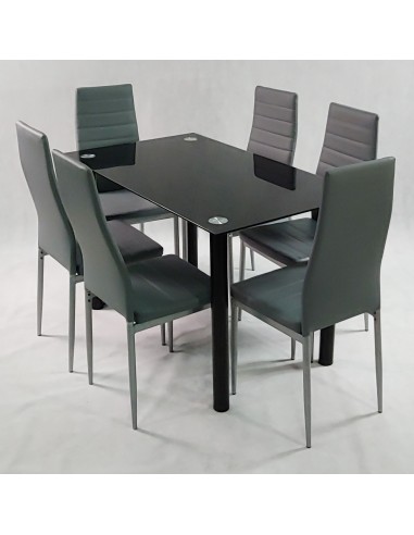 Zestaw stół Nicea czarny i 6 krzeseł Nicea białych