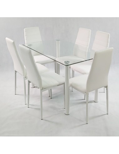 Zestaw stół Nicea czarny i 6 krzeseł Nicea białych