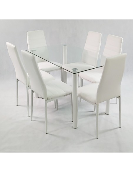 Zestaw stół Nicea czarny i 6 krzeseł Nicea białych