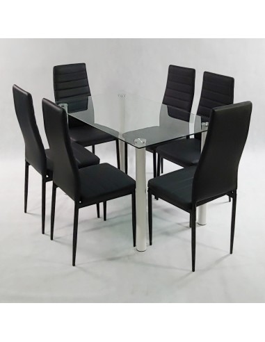 Zestaw stół Nicea czarny i 6 krzeseł Nicea białych