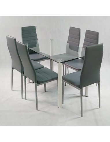 Zestaw stół Nicea czarny i 6 krzeseł Nicea białych