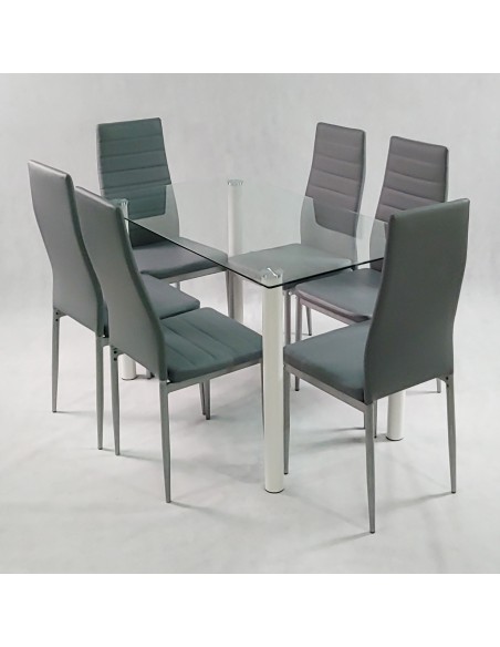 Zestaw stół Nicea czarny i 6 krzeseł Nicea białych