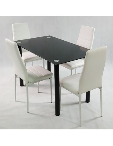 Zestaw stół Nicea czarny i 4 krzesła Nicea białe