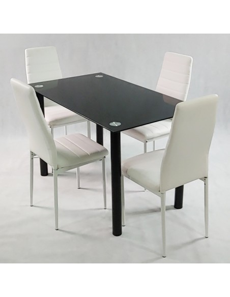 Zestaw stół Nicea czarny i 4 krzesła Nicea białe