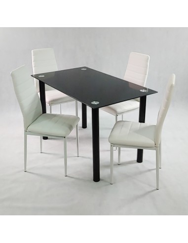Zestaw stół Nicea czarny i 4 krzesła Nicea białe