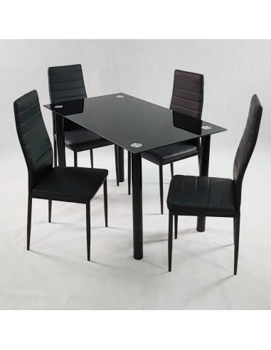 Zestaw stół Nicea czarny i 4 krzesła Nicea białe