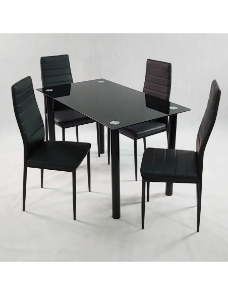 Zestaw stół Nicea czarny i 4 krzesła Nicea białe