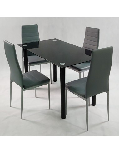 Zestaw stół Nicea czarny i 4 krzesła Nicea białe