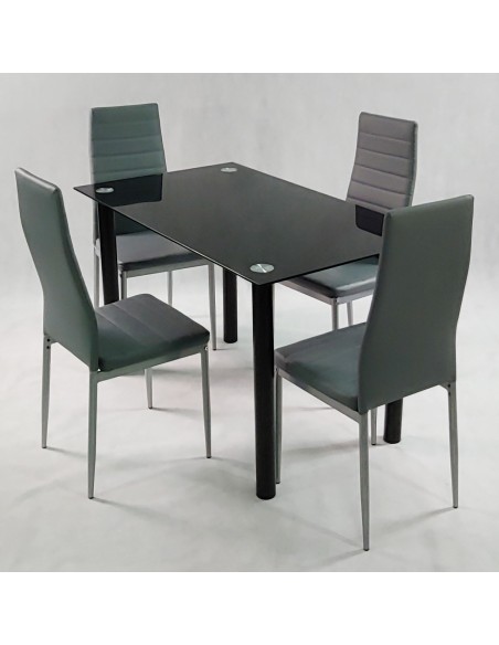 Zestaw stół Nicea czarny i 4 krzesła Nicea białe