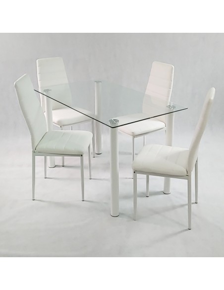 Zestaw stół Nicea czarny i 4 krzesła Nicea białe