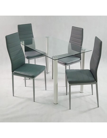 Zestaw stół Nicea czarny i 4 krzesła Nicea białe