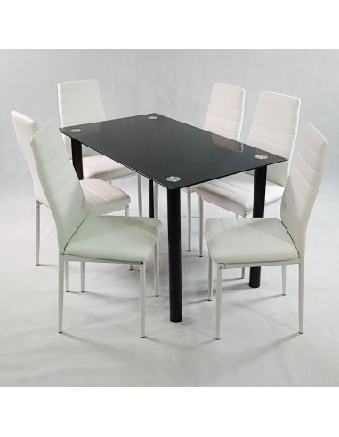 Zestaw stół Nicea czarny i 6 krzeseł Nicea szarych