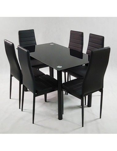 Zestaw stół Nicea czarny i 6 krzeseł Nicea szarych