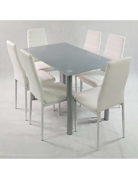 Zestaw stół Nicea czarny i 6 krzeseł Nicea szarych