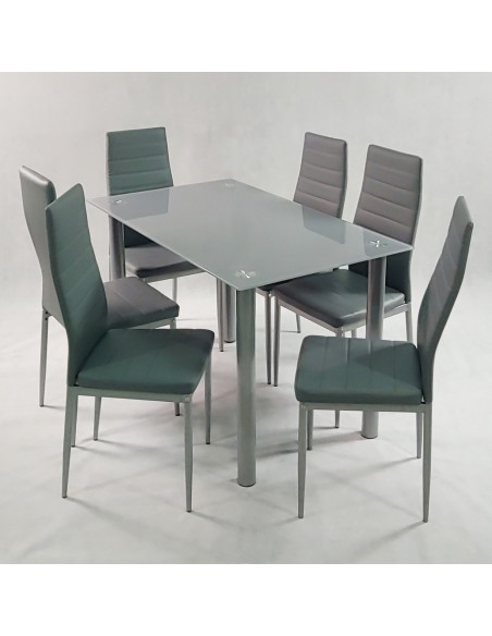 Zestaw stół Nicea czarny i 6 krzeseł Nicea szarych