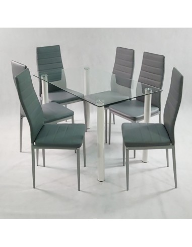 Zestaw stół Nicea czarny i 6 krzeseł Nicea szarych