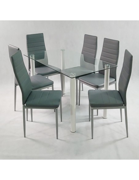 Zestaw stół Nicea czarny i 6 krzeseł Nicea szarych