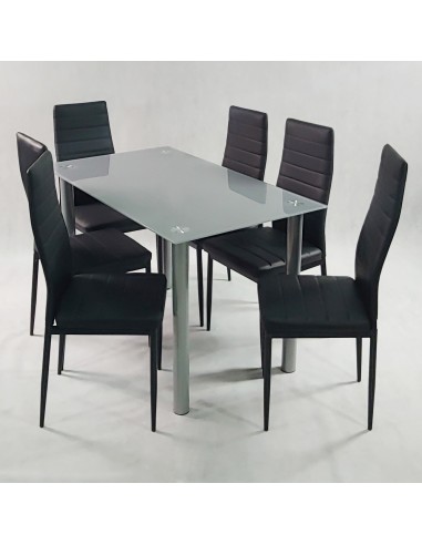Zestaw stół Nicea czarny i 6 krzeseł Nicea szarych