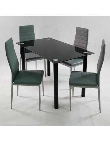 Zestaw stół Nicea czarny i 4 krzesła Nicea szare