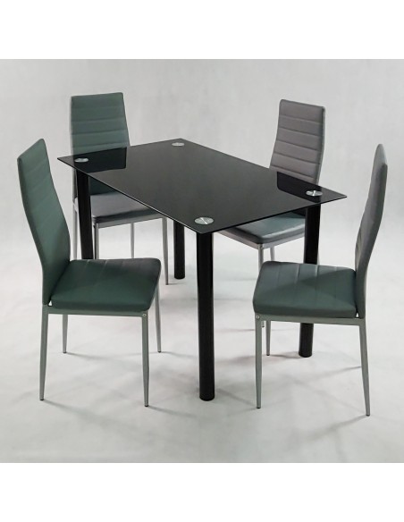 Zestaw stół Nicea czarny i 4 krzesła Nicea szare