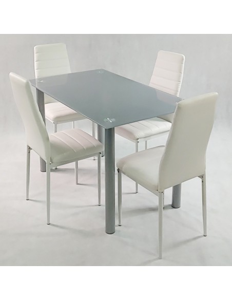 Zestaw stół Nicea czarny i 4 krzesła Nicea szare