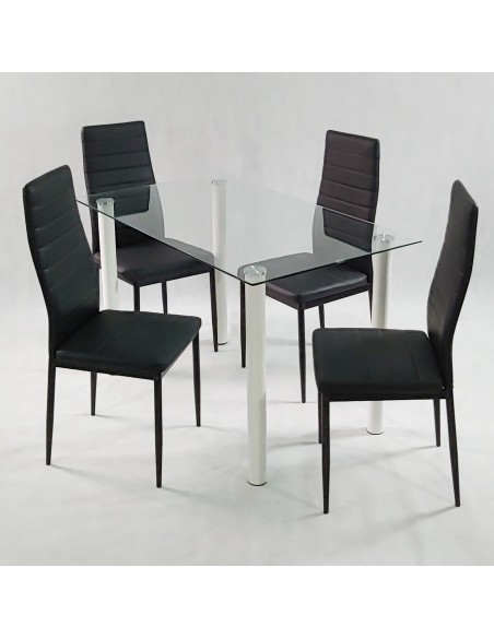 Zestaw stół Nicea czarny i 4 krzesła Nicea szare