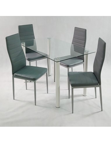 Zestaw stół Nicea czarny i 4 krzesła Nicea szare