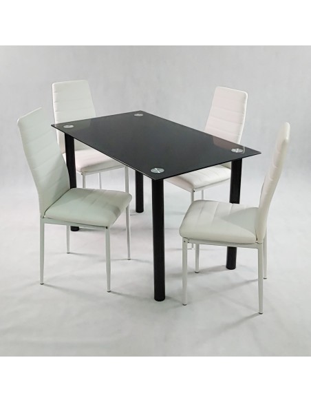 Zestaw stół Nicea czarny i 4 krzesła Nicea szare