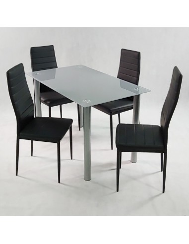 Zestaw stół Nicea czarny i 4 krzesła Nicea szare